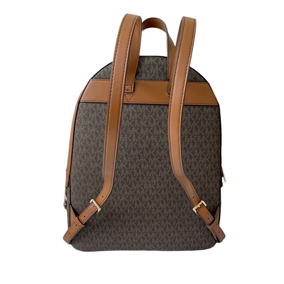 Michael Kors Jaycee Large Leather MK Print Logo Backpack Brown - Picture 3 of 10